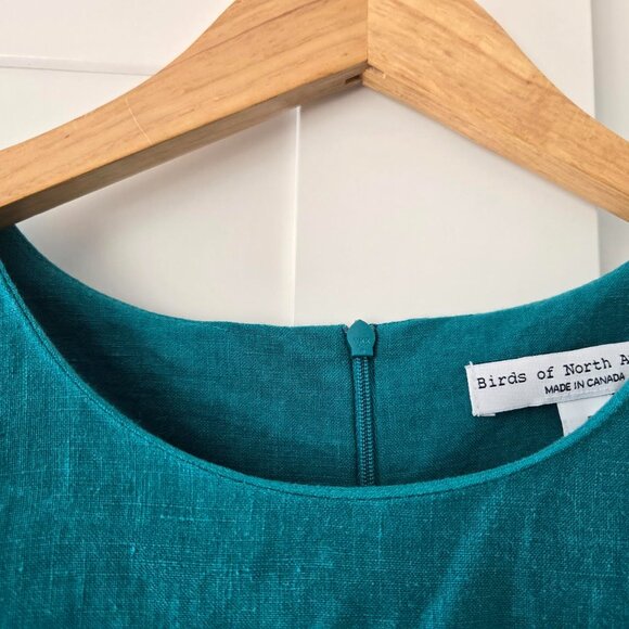 Gorgeous teal Birds of North America Linen Dress NWT - Picture 2 of 9